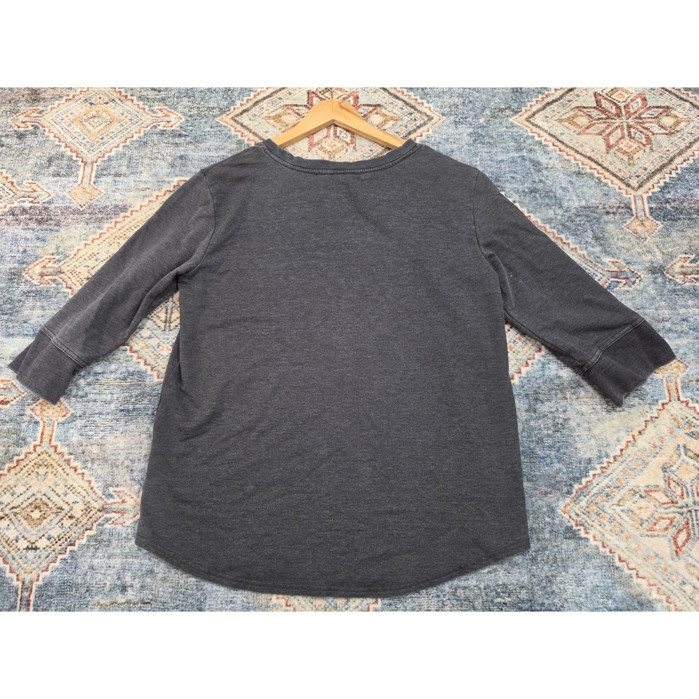 Jane Delancey Gray Crewneck Sweatshirt Women's Large 3/4 Sleeve Button Cuff... - Picture 10 of 11